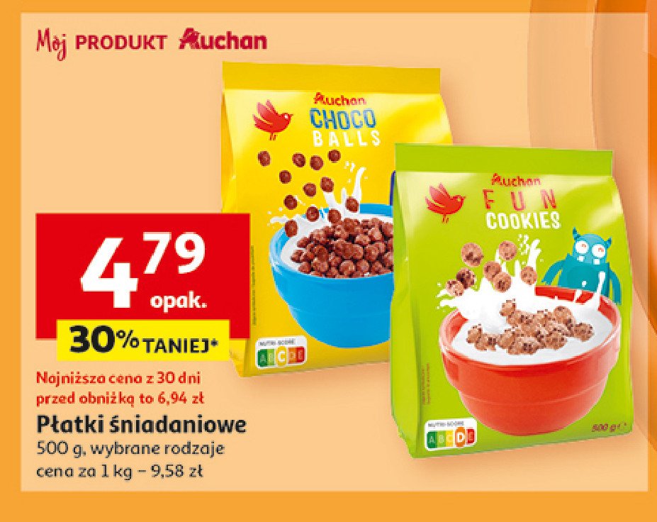 Płatki choco balls Auchan różnorodne (logo czerwone) promocja w Auchan