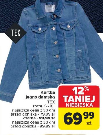 Kurtka damska jeansowa s-xl Tex promocja w Carrefour