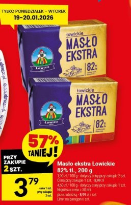 Masło ekstra Łowickie 82% tł., 200 g promocja w Twój Market