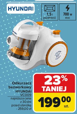 Odkurzacz bezworkowy vc009 Hyundai promocja w Carrefour