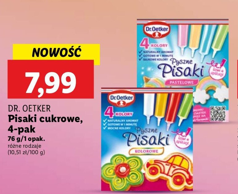 Pisaki cukrowe pastelowe Dr. oetker promocja