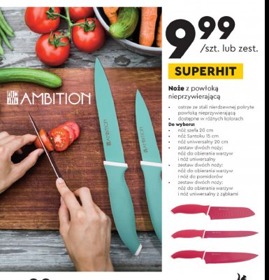 Komplet noży :do obierania warzyw + uniwersalny z ząbkami Ambition promocja