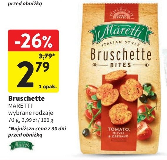 Bruschetta pomidory z oliwką Maretti bruschette promocja w Intermarche