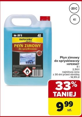 Płyn zimowy do spryskiwaczy HIPERNET 4l promocja w Carrefour