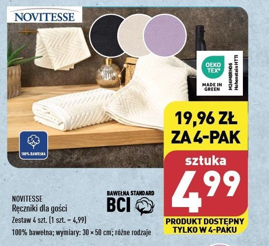 Ręcznik dla gości 30 x 50 cm Novitesse promocja w Aldi