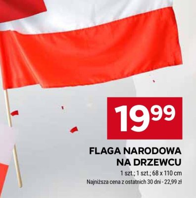 Flaga narodowa na drzewcu promocja w Stokrotka