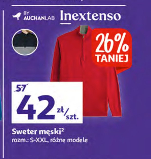 Sweter męski s-xxl suwak Auchan inextenso promocja