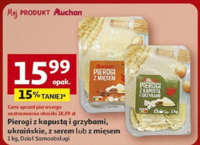 Pierogi z kapustą i grzybami, ukraińskie, z serem lub z mięsem Dział Samoobsługi promocja w Auchan