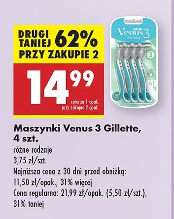 Maszynki do golenia Gillette venus 3 sensitive promocja w Biedronka