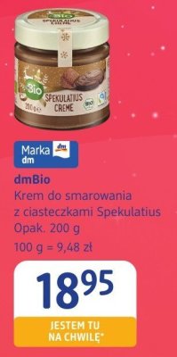 Krem do smarowania dmBio z ciasteczkami Spekulatius promocja w Drogerie DM