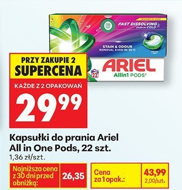 Kapsułki do prania Ariel All In One Pods, 22 szt. promocja w Biedronka