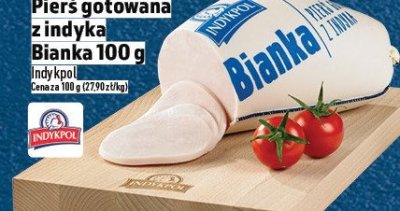 Pierś gotowana z indyka Bianka Indykpol 100 g promocja w TOPAZ