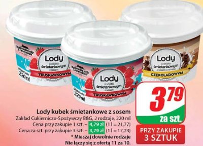 Lody 艣mietankowe z sosem truskawkowym Zak艂ad cukierniczo-spo偶ywczy promocja