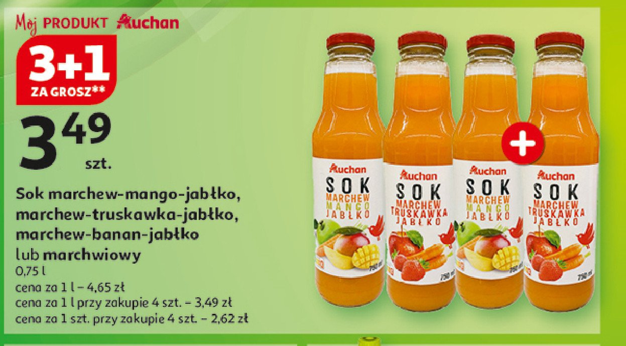 Sok marchew banan jabłko Auchan promocja