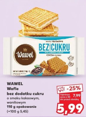 Wafle bez dodatku cukru o smaku kakaowym, waniliowym promocja w Kaufland