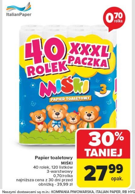 Papier toaletowy MIŚKI promocja w Carrefour