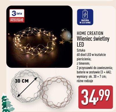 Wieniec świetlny LED HOME CREATION promocja w Aldi