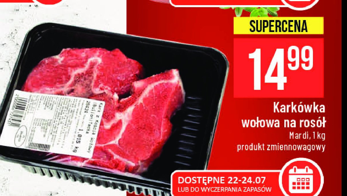 Karkówka wołowa na rosół promocja