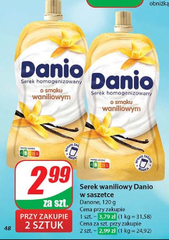 Serek wanilia saszetka Danone danio promocja