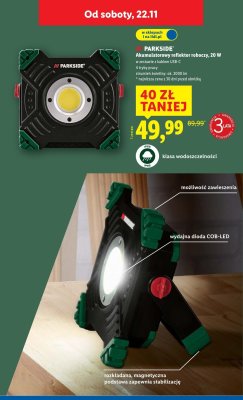 Akumulatorowy reflektor roboczy 20W  promocja w Lidl