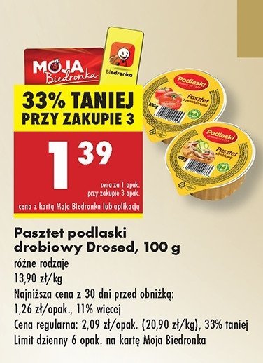 Pasztet drobiowy Drosed podlaski promocja w Biedronka