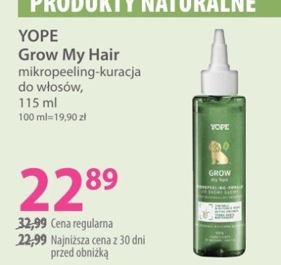 Mikropeeling YOPE Grow My Hair do włosów promocja w Hebe