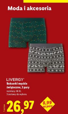 Bokserki męskie świąteczne LIVERGY, 3 pary promocja w Lidl