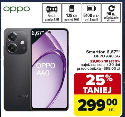 Smartfon 6,67'' OPPO A40 5G promocja w Carrefour