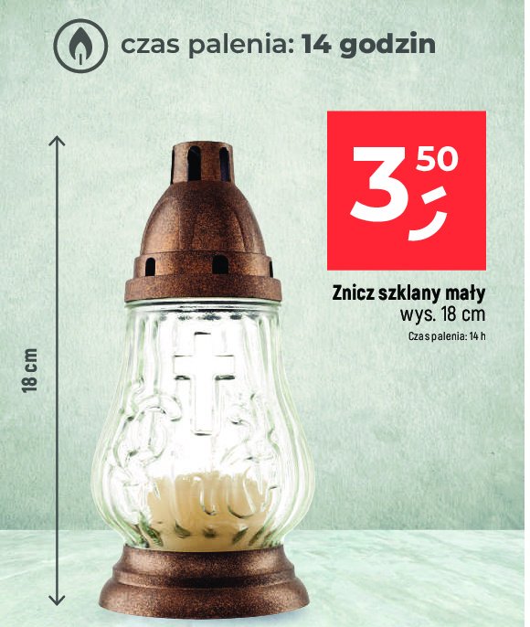 Znicz szklany 18 cm promocja