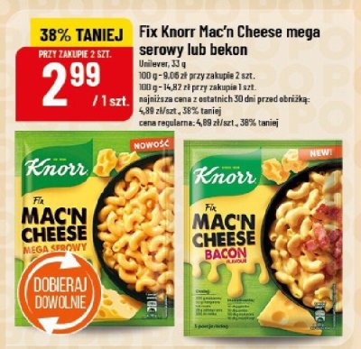 Fix Knorr Mac'n Cheese mega serowy promocja w POLOmarket