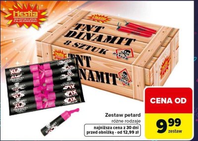 Zestaw petard TNT DYNAMIT 8 sztuk różne rodzaje promocja w Carrefour