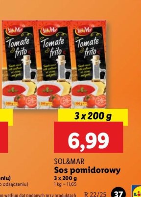 Sos pomidorowy na bazie smażonych pomidorów Sol&mar promocja