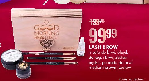 Zestaw w pudełku: mydełko do brwi + olejek do rzęs i brwi + zestaw pędzli + pomada do brwi medium brown Lash brow zestawy promocja