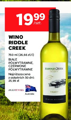 Wino RIDDLE CREEK RESERVE FRUITY promocja