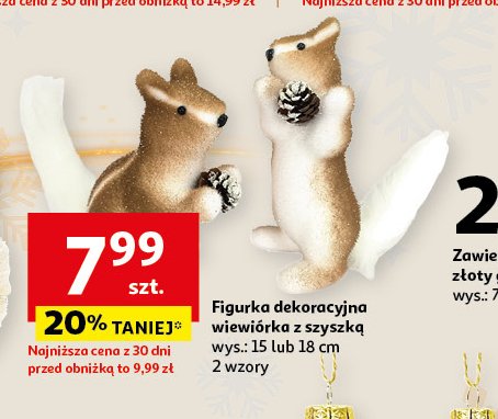 Figurka dekoracyjna wiewiórka z szyszką 18 cm Actuel promocja w Auchan