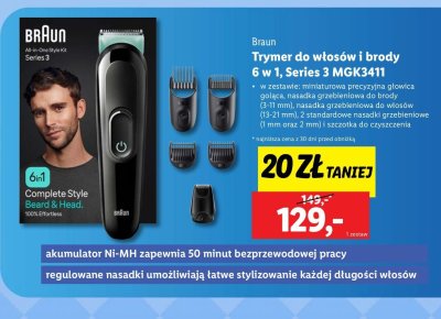 Trymer do włosów i brody 6w1 mgk3411 Braun promocja