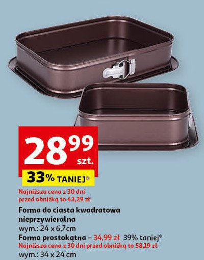 Forma do pieczenia prostokątna 34 x 24 cm promocja w Auchan