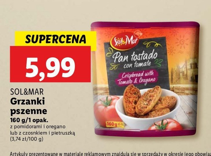 Grzanki pszenne z czosnkiem i natką pietruszki Sol&mar promocja