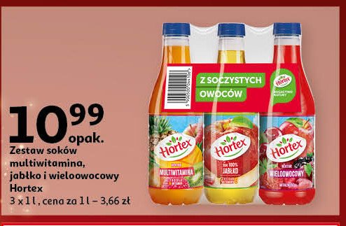 Zestaw: sok jabłko + nektar multiwitamina + nektar wieloowocowy Hortex promocja