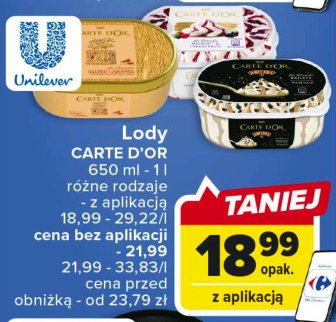 Lody yoghurt & forest fruit Algida carte d'or les desserts promocja