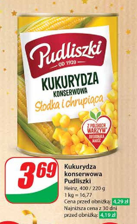 Kukurydza konserwowa słodka i chrupiąca Pudliszki promocja