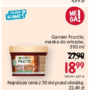 Maska do włosów cocoa butter Garnier fructis hair food promocja
