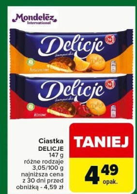 Ciastka DELICJE różne rodzaje promocja w Carrefour