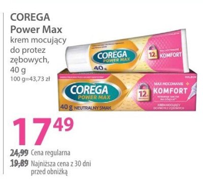 Krem COREGA Power Max krem mocujący do protez zębowych, 40 g promocja w Hebe