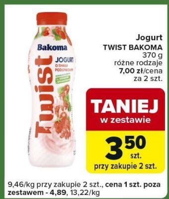Jogurt TWIST BAKOMA 370 g różne rodzaje promocja w Carrefour Express