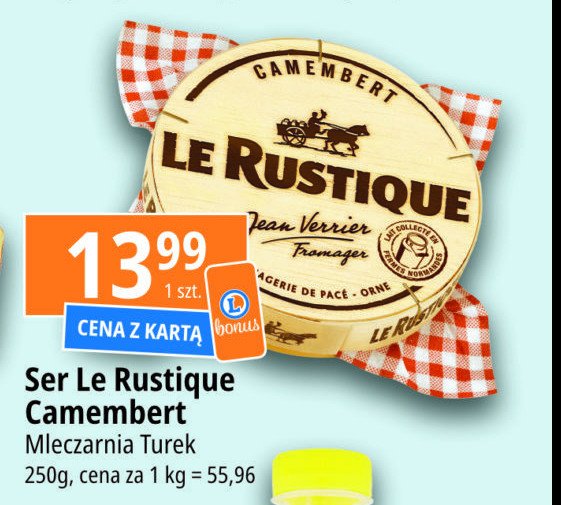 Ser camembert Le rustique promocja w Leclerc