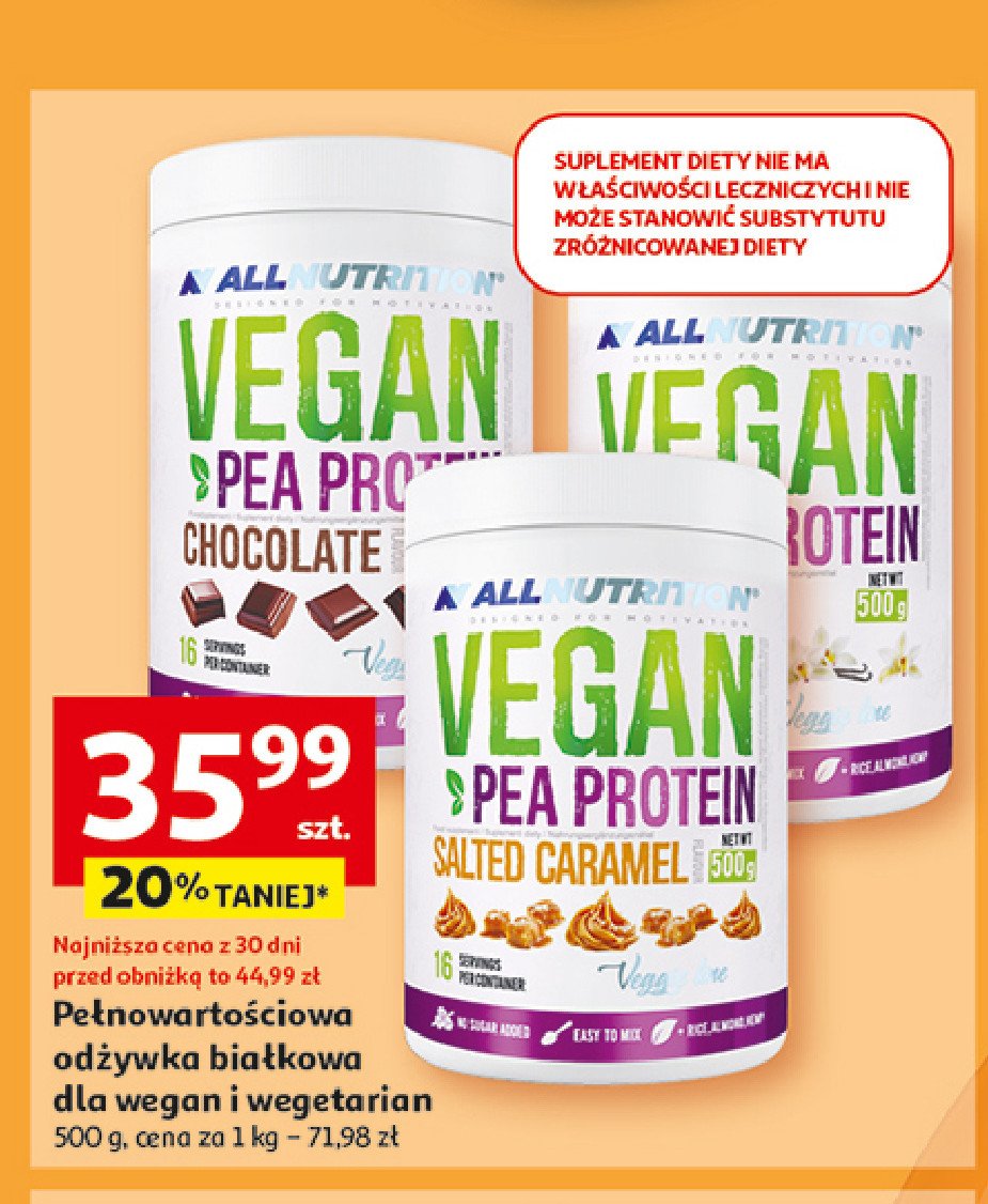 Odżywka białkowa salted caramel ALLNUTRITION VEGAN PROTEIN promocja w Auchan