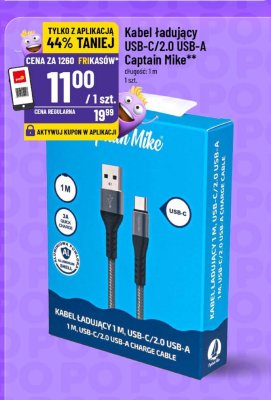Kabel ładujący USB-C/2.0 USB-A Captain Mike promocja w POLOmarket