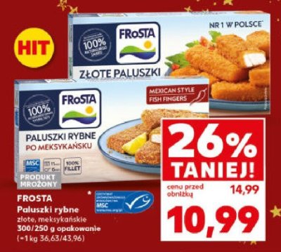 Paluszki rybne złote, meksykańskie FROSTA 300/250 g opakowanie promocja w Kaufland