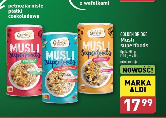 Musli proteina GOLDEN BRIDGE promocja